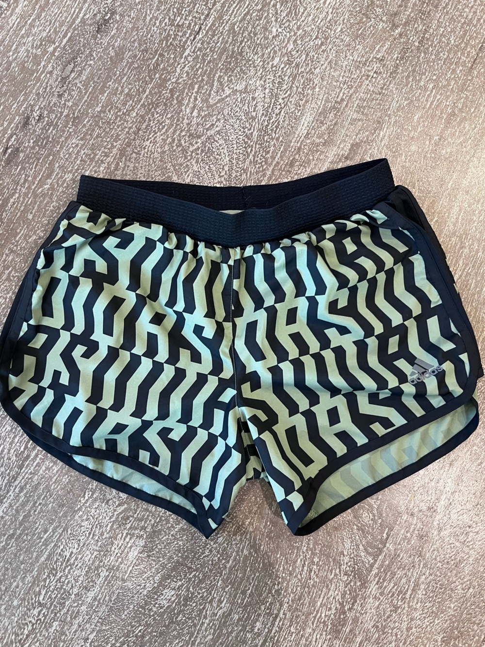 adidas Women’s Black & Army Green Geometric Athletic Shorts